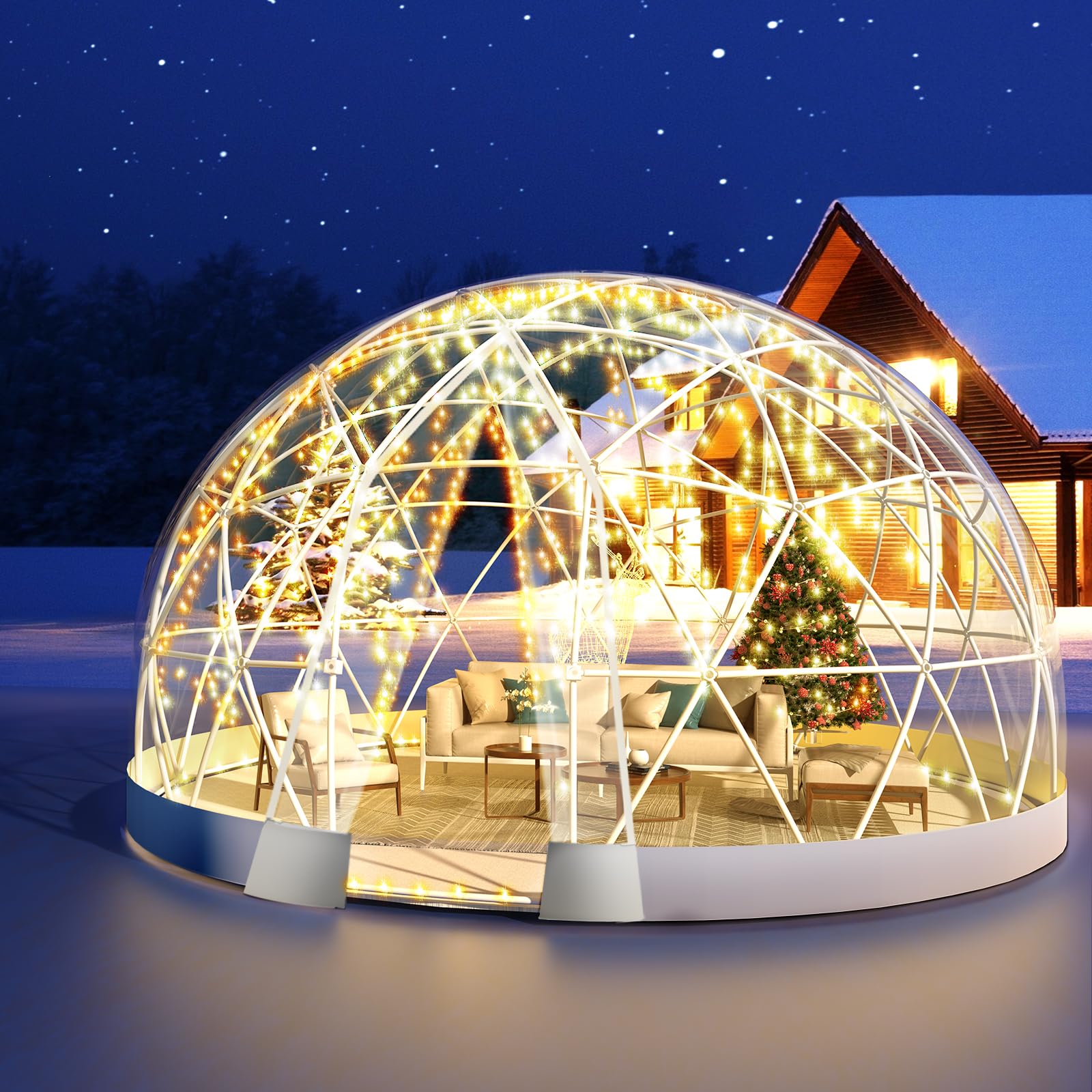 12FT Garden Dome Geodesic Greenhouse with PVC Cover