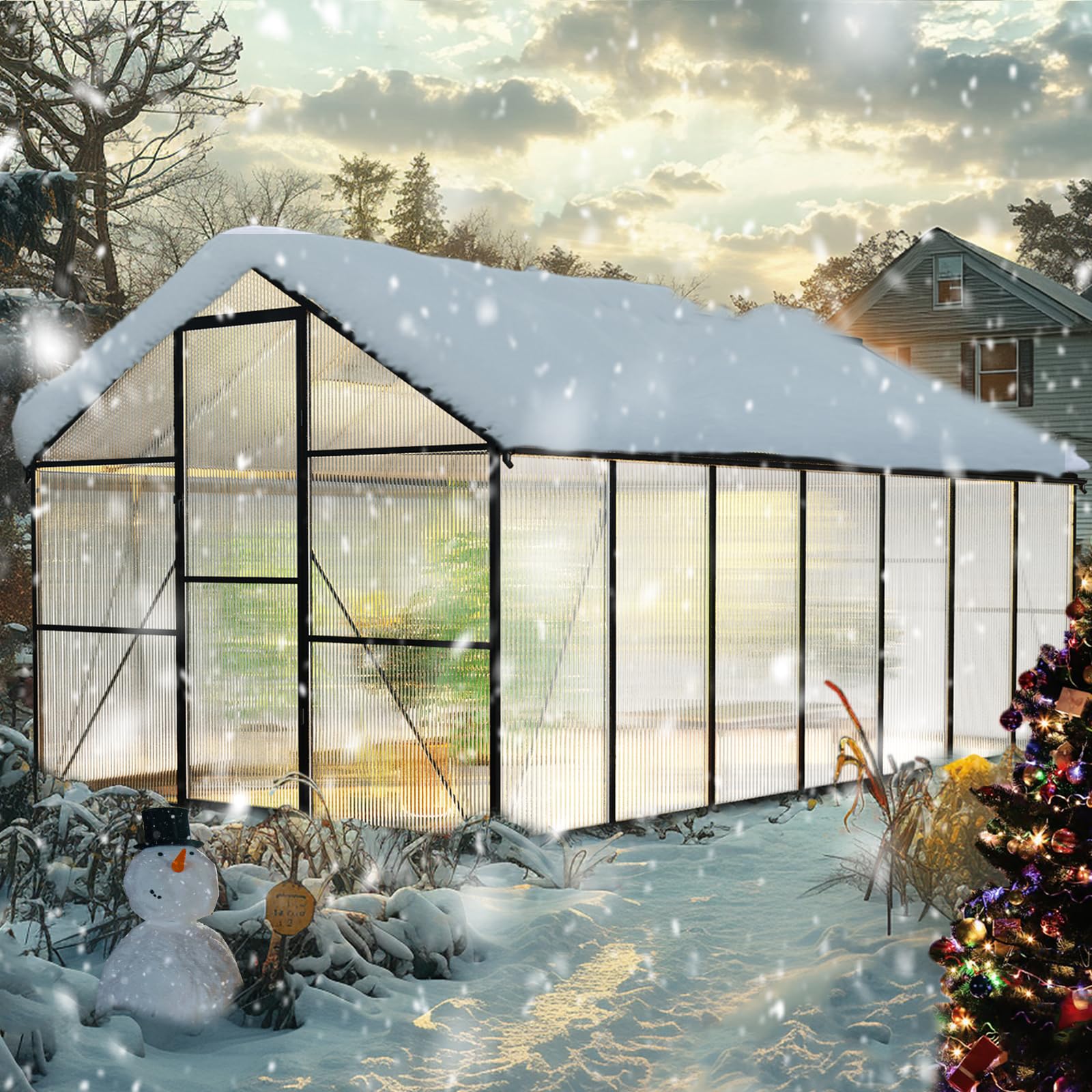 8×14FT Green Houses for Outside, Large Walk-in Greenhouse