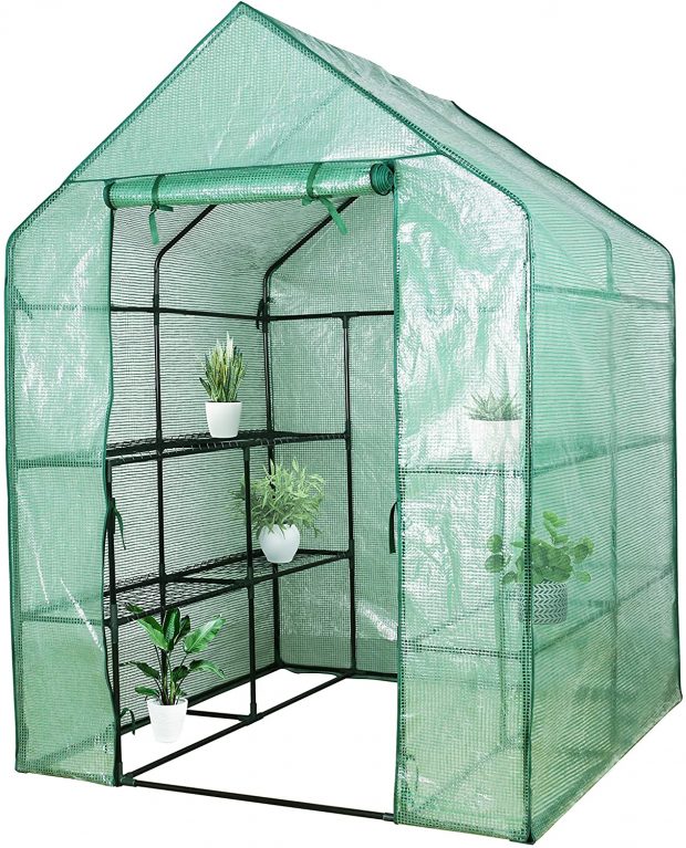 VEIKOU Walk-in Greenhouse PE Cloth Cover Garden House Succulent Plants Flowers Green Plant Insulation Family (56''x56''x77'')