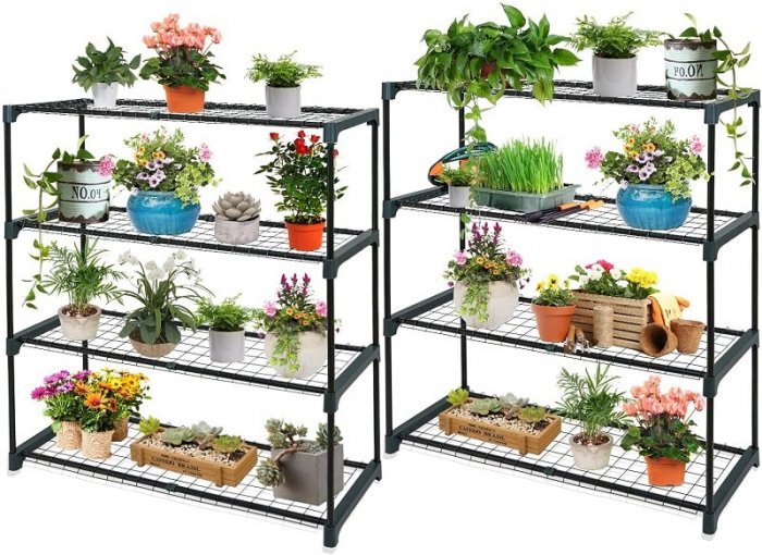 EAGLE PEAK Greenhouse Shelving Staging Double 4 Tier